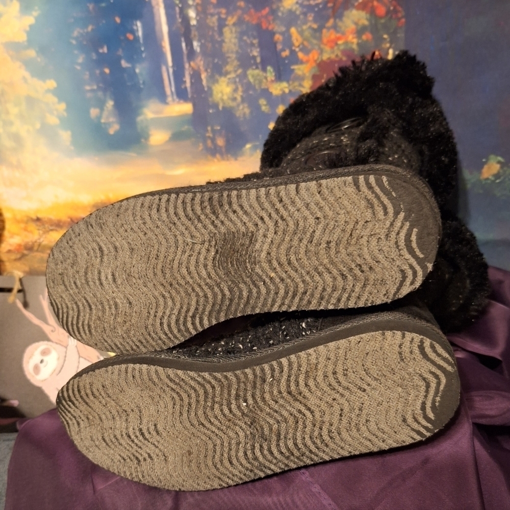 Muk Luks black knit boots Sz 6 - Picture 4 of 6